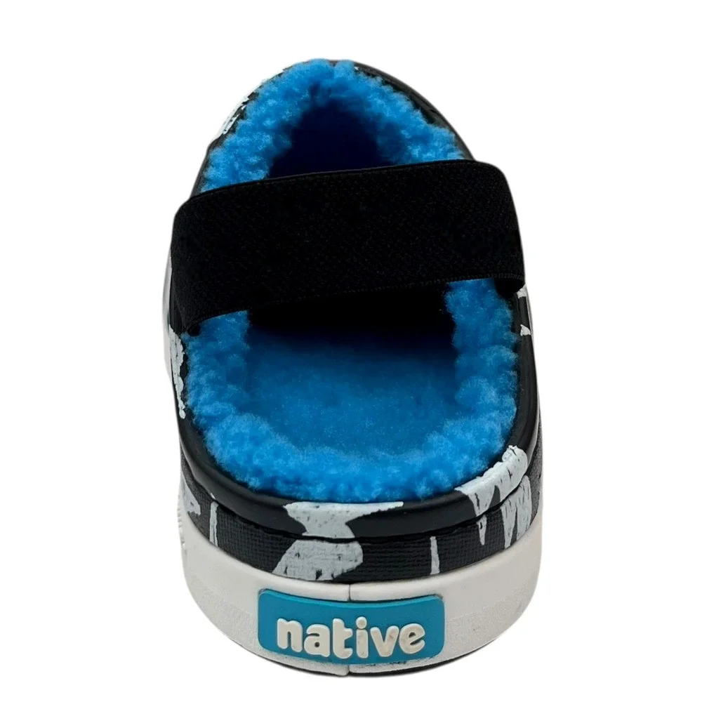 Native Jefferson Toddler‎ Boys Slip-On Cozy Clogs Size 9 Black-Blue Warm Shoes